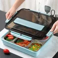 thumbnail image 3 of Stainless Steel Thermal Lunch Box Layers Multi Grids Tableware Students School Adult Lunch Boxes Spoon Chopsticks Storage Box black-2500ml, 3 of 6