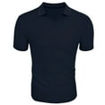 thumbnail image 3 of Men's Solid Color Polyester Short Sleeve V Neck & Collared, Available in Green and Navy Blue | Sizes S XXXL, 3 of 3