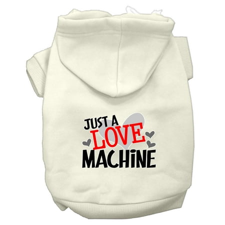Love Machine Screen Print Dog Hoodie Cream S (Best Way To Lose 15 Lbs)