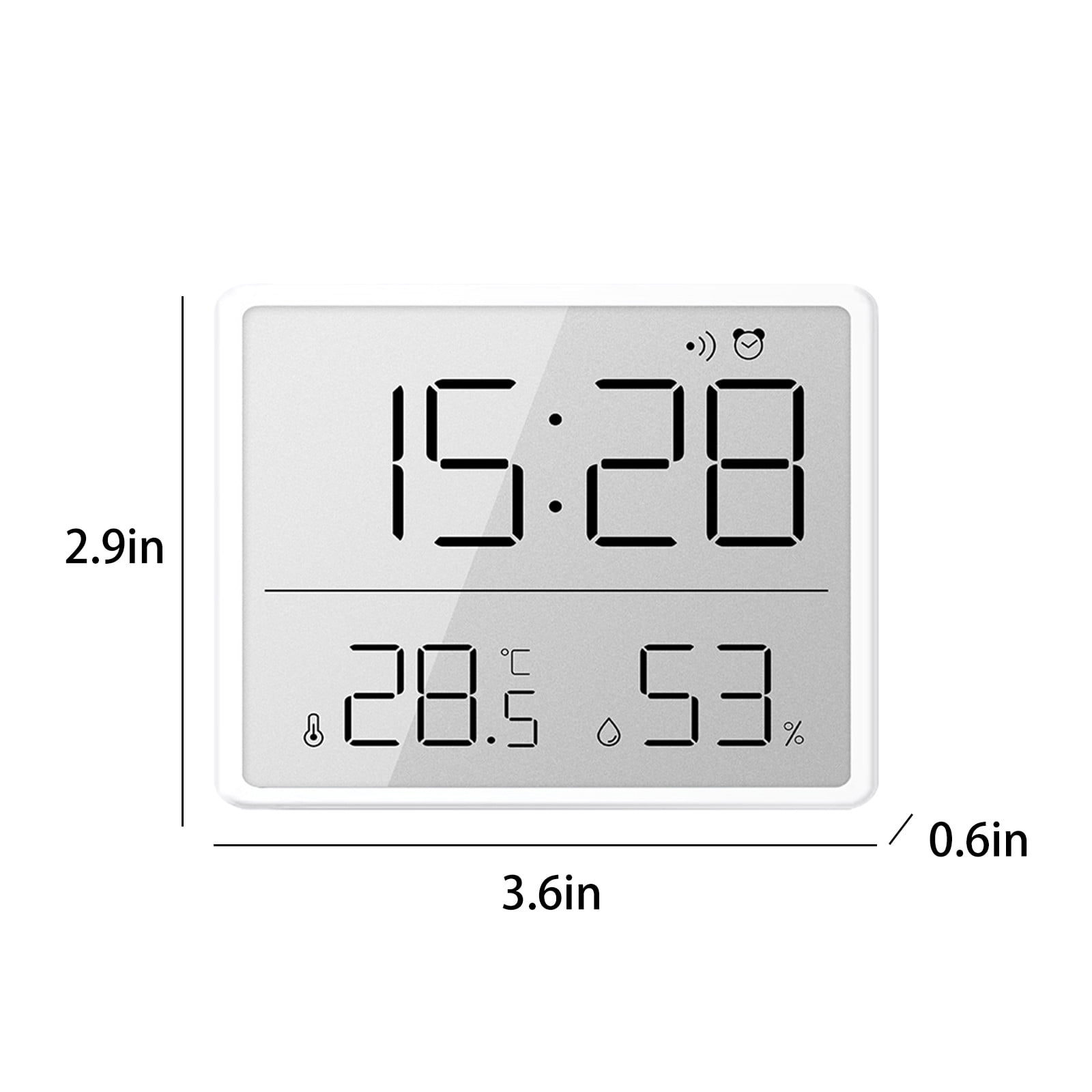 Weloille Small Digital Clock, New Upgrade Battery Powered Magnetic Clock Humidity Meter Thermometer High Accuracy Temp Date Display LCD Number Indoor Outdoor Travel