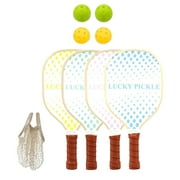 kesoto 4Pcs Pickleball Rackets and Balls Wooden Lightweight Professional with Carrying Bag for Practical Beginner
