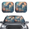thumbnail image 2 of Honeii Forest Lake White Horse Print Foldable Car Sun Shade for Windshield, 2-Piece UV Protection Shade, Protects Car Interior, Ideal for Cars, Trucks, SUVs-Small, 2 of 6