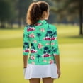 thumbnail image 5 of Uorisanigo Flowering Palm Tree Women Long Sleeve Golf Polo Shirts Casual Comfortable Quick Dry Athletic Polo Shirts Breathable Tennis Tops Quarter Zip Womens Outing Wear Size M, 5 of 7