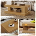 thumbnail image 6 of Hawsaiy Farmhouse Coffee Table with Storage Shelf & LED Light, 47" Rectangular Wood Coffee Table, 2-Tier Rustic Center Table for Living Room, Apartment, Office, Natural, 6 of 11