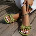 thumbnail image 2 of Modisza Womens Bow Flip Flops Cute Jellies Sandals Flat Summer Beach Thong with Rivets Ladies Slip on Vacation Slide Shoes Size 6.5 Green, 2 of 6