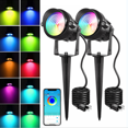 thumbnail image 1 of LED High Brightness Outdoor Lighting 15W RGB Color Lights Bluetooth Remote Control Spot-Lights Waterproof Flood Light for Garden - 2 Pack, 1 of 5