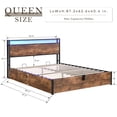 thumbnail image 2 of AENKYO Lift-up Storage Bed Queen Size Bed Frame with LED Lights, Platform Bed Frame with Charging Station, Rustic Brown, 2 of 8