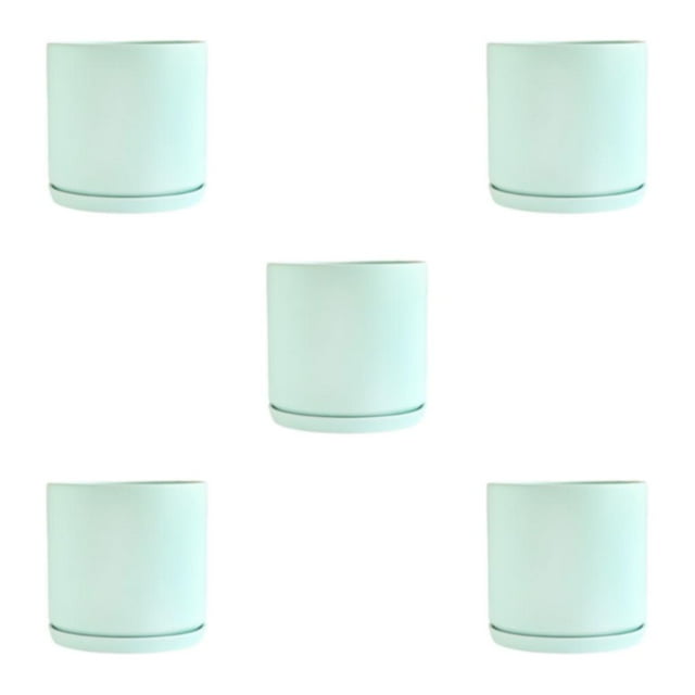 Decodeary Beautifully Crafted Ceramic Flower Pots - Home Decor Sturdy And Durable Ceramic DS light green M 5Set