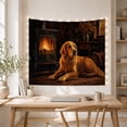 thumbnail image 5 of Golden Retriever Beside a Wood-Burning Stove, Cozy Rustic Decor for Dog Lovers, Cozy Cabin Wall Art, Housewarming Gift Tapestry Wall Hanging for Bedroom, Living Room and Dorm, 5 of 7