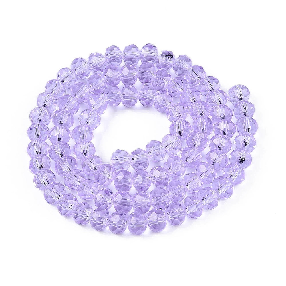 20strands Transparent Glass Beads Strands Faceted(32 Facets) Rondelle Lilac 6x5mm Hole: 1mm about 84pcs/strand 16.34~17.12''(41.5~42.8cm)