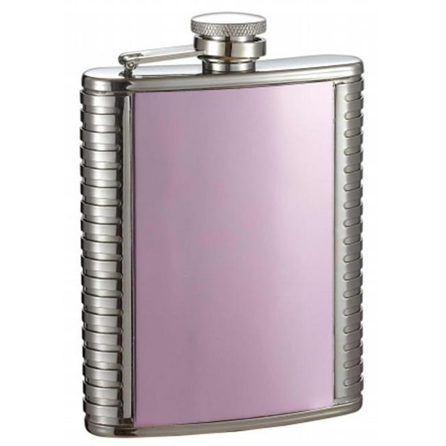 Mika Pink Aluminum Engraving Plate Liquor Flask - 6 oz