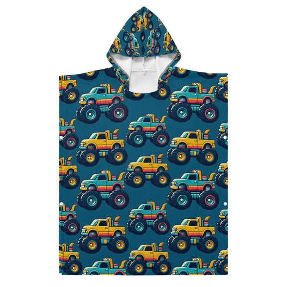 Kid Hooded Beach Towel Bath Poncho Towels Soft Absorbent Quick Dry for Boy Girl Beautiful Monster Trucks Car S