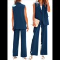thumbnail image 3 of Conjuntos de 2 Piezas para Mujer: Chaleco Sin Mangas y Pantalón , Conjunto de Blazer Informal de Negocios. Azul Marino L, 3 of 6