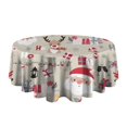 thumbnail image 5 of Beige Christmas Santa and Reindeer Pattern Round Tablecloth 60"x60",Wrinkle Wipeable Table Cloth for Kitchen Dining Room Picnic Patio Party, 5 of 6