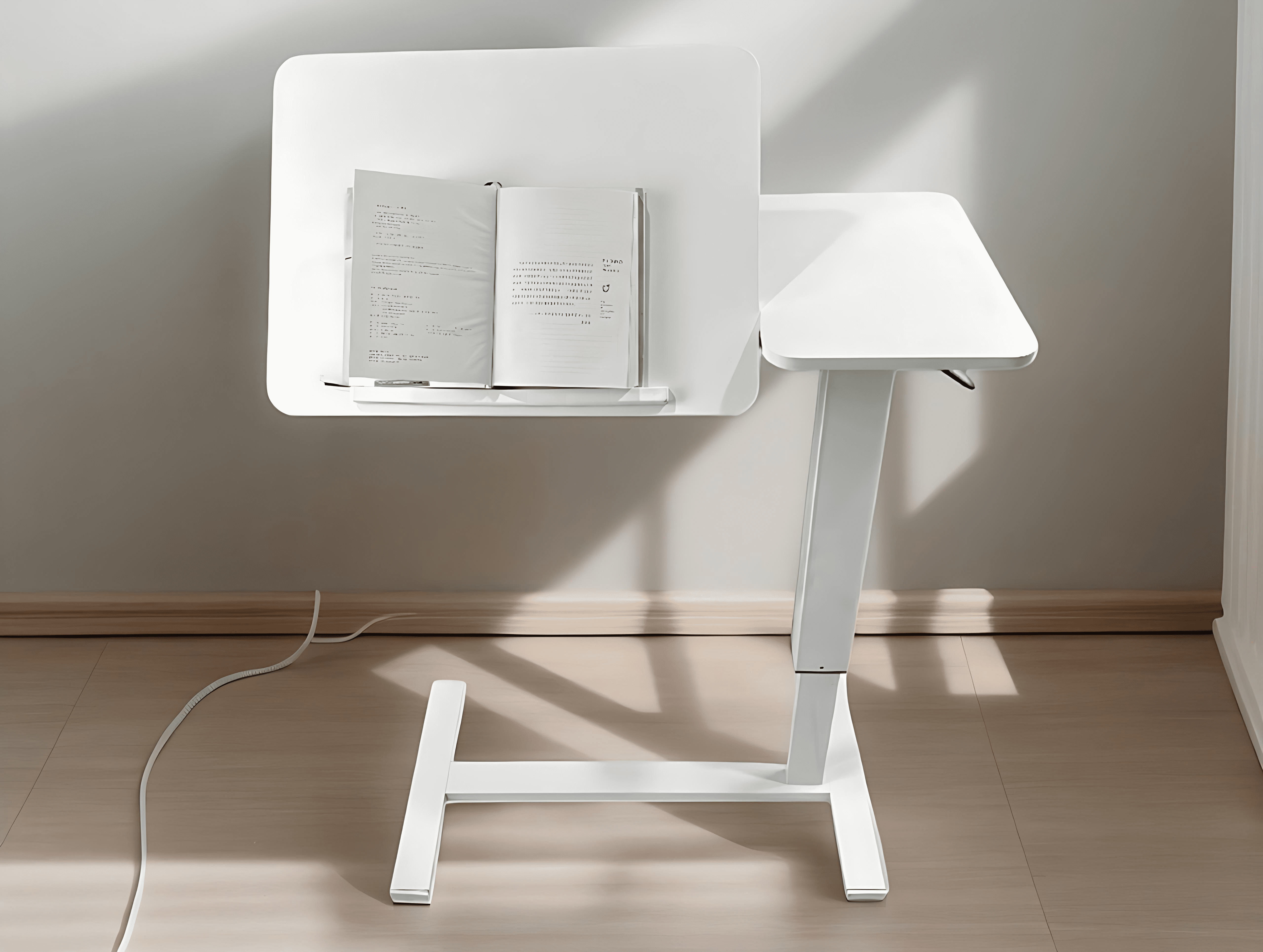 Overbed Bedside Desk, Height Adjustable Rolling Laptop Stand with Tilting Tabletop, Mobile Overbed Tray Table with Wheels, Ergonomic Side Table for Bed Sofa Working Reading Eating