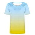thumbnail image 4 of Womens Tops Trendy Plus Size Gradient Short Sleeve Shirts for Women Crew Neck Casual Loose Summer T-Shirts (Light Blue XXL), 4 of 4