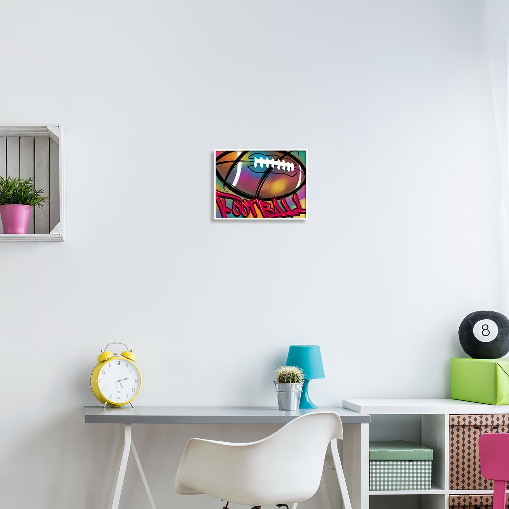 Stupell Industries Urban Sports Football Abstract Painting White Framed Art Print Wall Art, 14 x 11