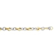 thumbnail image 1 of 14K Yellow & White Gold Shiny Square Tube with Round Tube Oval Link Bracelet 7.5" with Lobster Clasp, 1 of 1