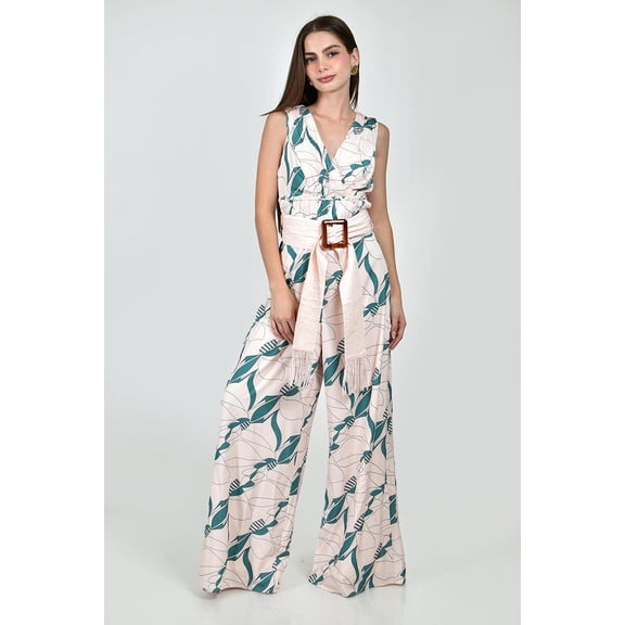 Jumpsuit estampado con cinto Roman Fashion /Juvenil, 33493 (Rosa, verde) rosa claro G