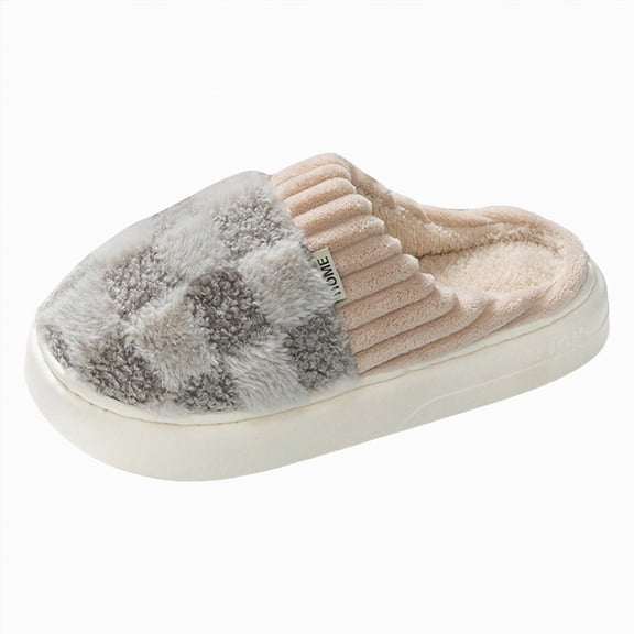 Yindaity Women Slippers Women's Fuzzy Slip-on Slippers Warm Cozy Soft Lightweight Memory Foam Indoor House Shoes(Grey,9.9)