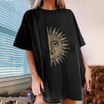 thumbnail image 2 of Babysbule Liquidation Hauts pour Femmes Mode Décontractée Soleil Lune Crâne Imprimé Col Rond Manches Courtes T-shirt, 2 of 4