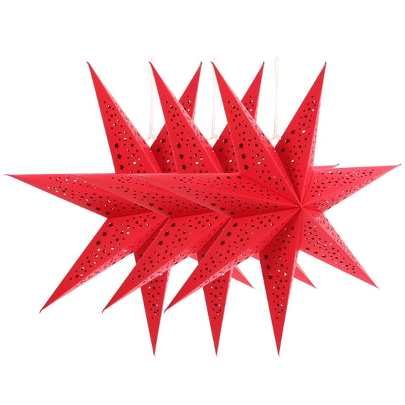 GOOHOCHY Red Paper Hanging Star Ornament for Home Decoration 3Pcs 19.65x19.65x6.29in