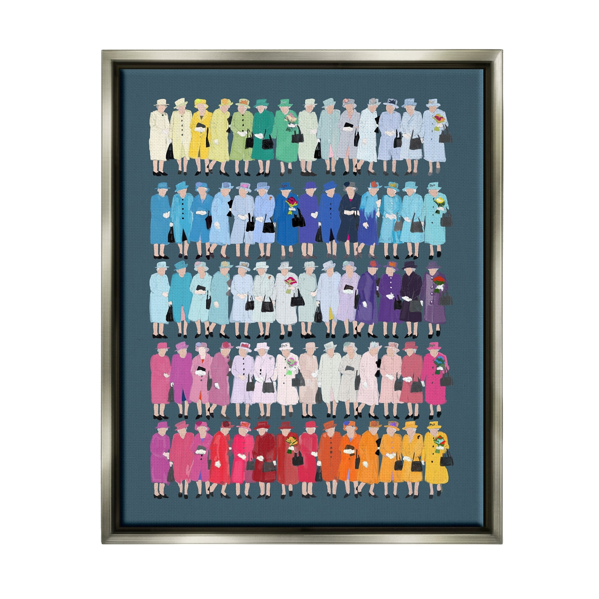 Stupell Industries Varied Pop Style Royal Queen Fashion Rainbow Graphic Art Luster Gray Floating Framed Canvas Print Wall Art, Design by Amelia Noyes