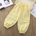 thumbnail image 5 of Hurxie Girls Cargo Pants Jogger Elastic Waist Drawstring with Pockets Uniform Pants Clothes for Teen Girls Yellow,1-2 Years, 5 of 5