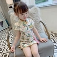 thumbnail image 6 of URMAGIC Toddler Baby Girl Dress Chinese Asian Qipao Plaid/Floral Printed Cheongsam Short Sleeve Summer Dress 1-6 Years, 6 of 14