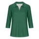 thumbnail image 4 of Fiudx Ropa de Mujer Camiseta Sólida con Cuello En V y Manga 3/4 para Mujer, 4 of 4