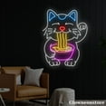 thumbnail image 2 of Glowneon Lucky Cat Eat Ramen Neon Sign, Fortune Cat Led Sign, Ramen Restaurant Signboard, 2 of 5