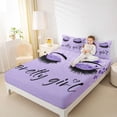 thumbnail image 4 of Homewish Chic Sparking Print Twin Sheet Sets,Kawaii Pretty Girl Twin Fitted Sheet,Purple Black Flat Sheet For Men Women,Microfiber Bedroom Decor,3 Pieces, 4 of 7