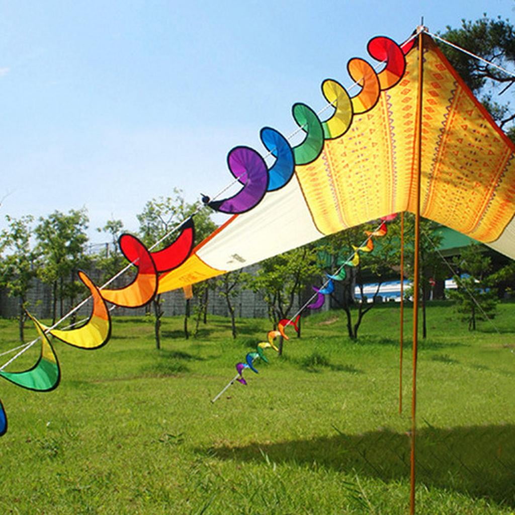 Rainbow Spiral Windmill Colorful Wind Spinner Tent Garden Home Decorations110cm 