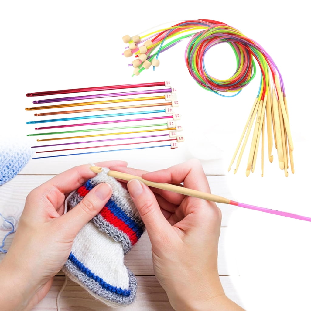 Geemin 23 Pcs Colourful Tunisian Crochet Hook with Rope Afghan Long Crochet Hooks