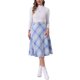 thumbnail image 2 of Faldas de cuadros para mujer Inspire Chic con cinturón, de cintura alta, en línea A, de longitud media, M, azul claro, 2 of 6