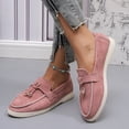 thumbnail image 2 of Suede Loafers for Women Dressy Fringe Slip on Flat Shoes Casual Lightweight Outdoor Walking Driving Shoes Pink Size 7.5, 2 of 8