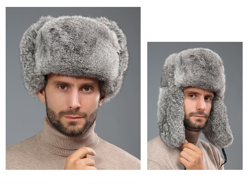 Men Winter Russian Ushanka Hat Faux Fur Trapper Cap Warm Outdoor Earflap Bomber