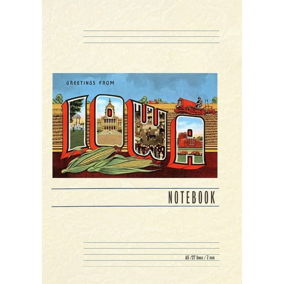 Vintage Lined Notebook Greetings from Iowa (Paperback)
