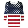 thumbnail image 5 of Save On Independence Day 3/4 Length Sleeve Womens Tops 2025 Floral Print Vintage Tunic Tops Fashion Casual Loose With Round Neck Plus Size Shirts, 5 of 5