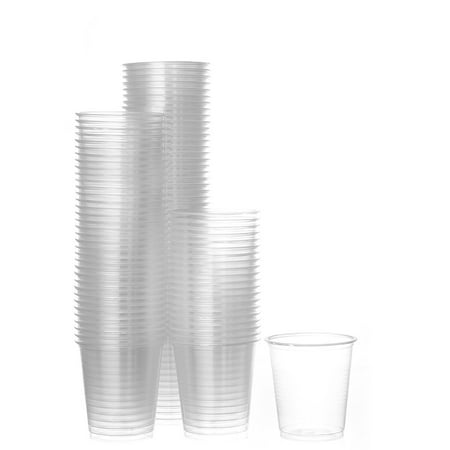 Disposable Plastic Cups Small, Clear 3.5 oz. Snack & Drink Size | Party, Event, Wedding, Kids | Recyclable Drinkware | Tea, Soda, Water, Juice, Milk (10 Pack 500