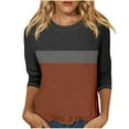 thumbnail image 2 of SEAOPEN Womens Plus Size Tops Crewneck 3/4 Sleeve T Shirts for Women Color Block Raglan Sleeve Baseball Tees Dressy Casual Crew Neck Blouses Black,M, 2 of 5