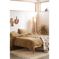 Pavish Export Linen Bedding Set In Brown With Buttons Organic Bedding Bed Set For Couple 2 Pillow Sham Twin