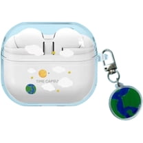 Compatible with Samsung Galaxy Buds 3 & Galaxy Buds 3 Pro, Clear Case with Keychain, Cute White Cloud Pattern Design TPU Headphone Accessories, for Men Women