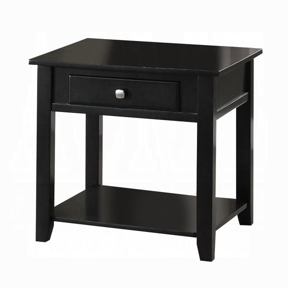 Nmkwnr 1 Drawer End Table with Bottom Shelf, Perfect for Living Room, Bedroom, Black