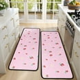 thumbnail image 4 of Kitchen Rugs Sets Of 2,Red Strawberry Plants Flower Pink Pattern Anti Fatigue Kitchen Mat Rugs Non Slip Washable,Decorative Kitchen Floor Mats for Kitchen,Sink,Laundry,17"x47"+17"x47", 4 of 5
