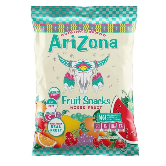 Arizona Fruit Snacks, Gluten Free Mixed Fruit Gummy Chews, 5 Ounce Individual Single Serve Bags (Pack of 12) BE40