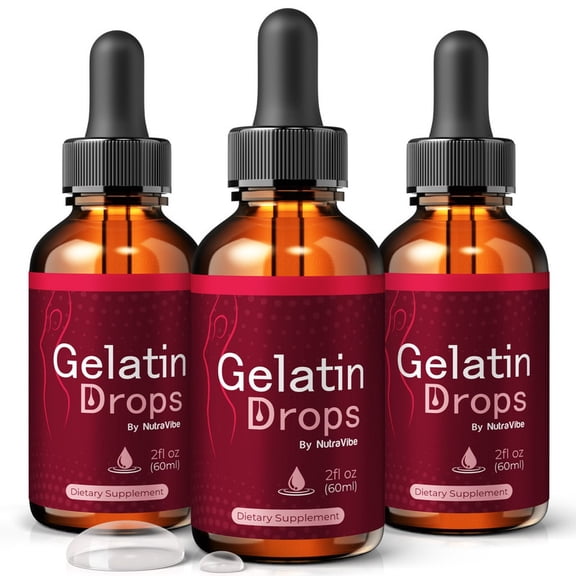 (3 Pack) Gelatin Drops – Daily Liquid Formula with a Clean, Natural Blend to Support Natural Flow, Balanced Levels & Healthy Circulation | Convenient for Consistent Use (90 Servings)