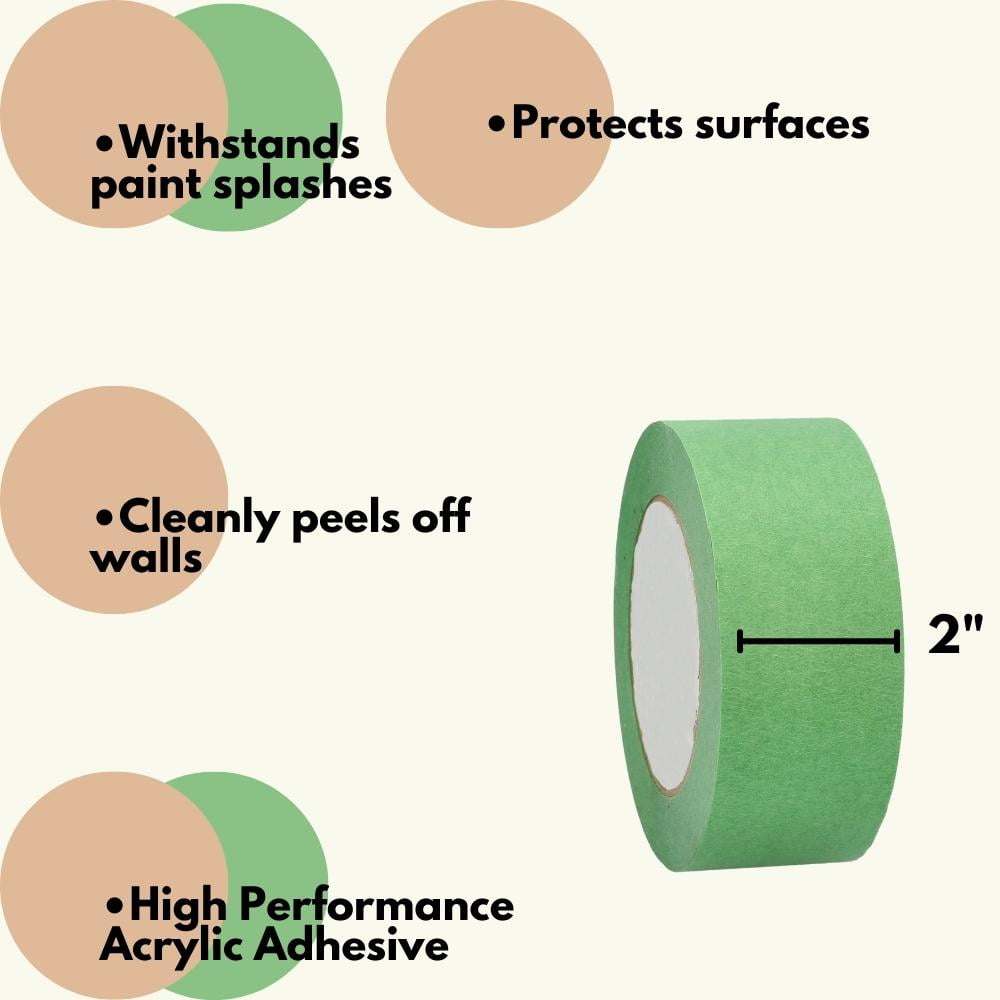 SSBM 1.88" x 60 Yards Green Painters Tape 5.5 Mil Trim Edge Finishing for Multi-Surface & Crafts 24 Rolls
