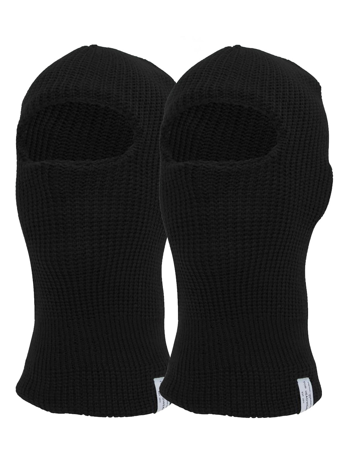 TopHeadwear 2 Pack Face Ski Mask 1 Hole Balaclava, 2 PK Black