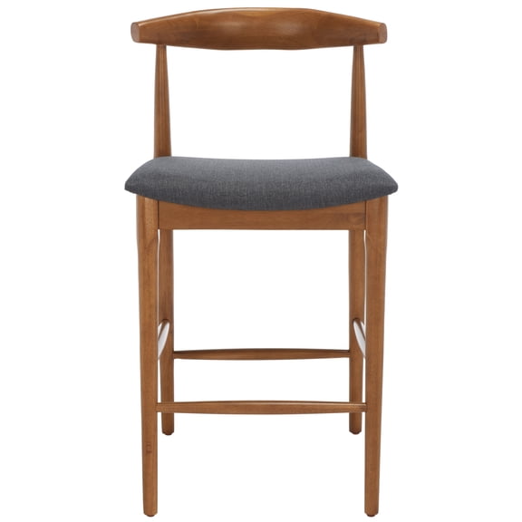SAFAVIEH Lionel Retro Counter Stool, Walnut/Dark Grey (21.9 in. W x 20.8 in. D x 37.9 in. H)